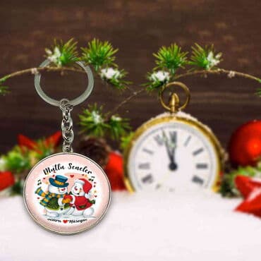Christmas Themed Metal Round Keychain 40x100 mm - 7
