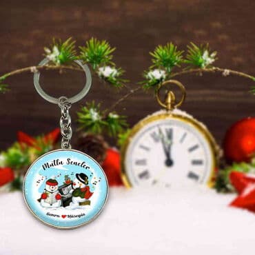 Christmas Themed Metal Round Keychain 40x100 mm - 8
