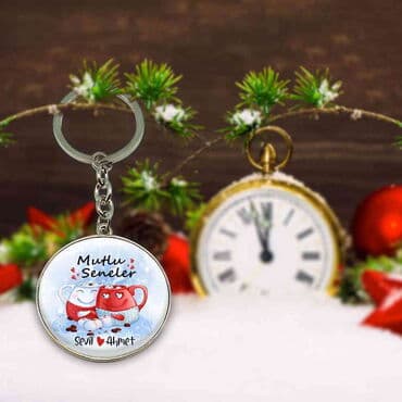 Christmas Themed Metal Round Keychain 40x100 mm - 11