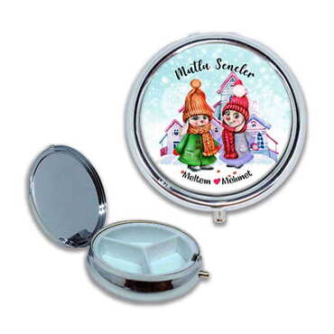 Christmas Themed Customised Epoxy Round Pill Box 50x15 mm - 13