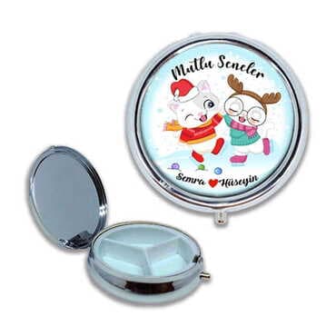 Christmas Themed Customised Epoxy Round Pill Box 50x15 mm - 14