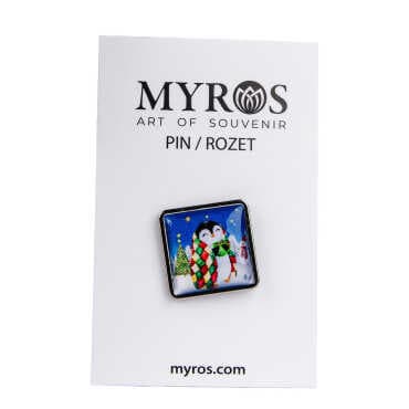 Christmas Themed Myros Metal Square Badge 18x18 mm