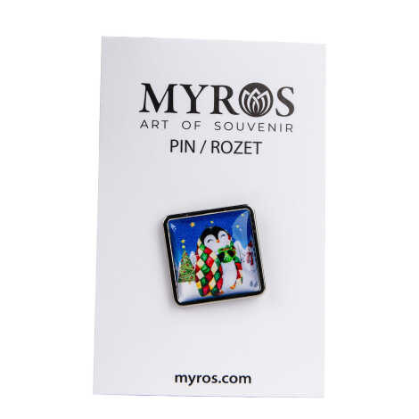 Yılbaşı Temalı Myros Metal Kare Rozet 18x18 mm - 1