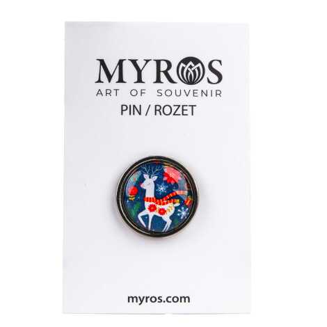 Yılbaşı Temalı Myros Metal Yuvarlak Rozet 18 mm - 5