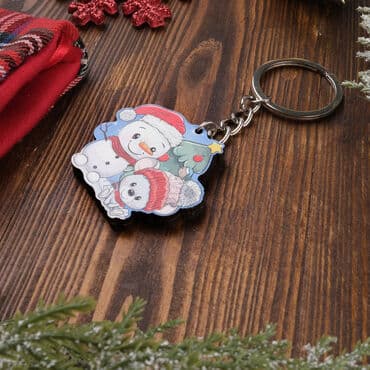 Christmas Themed Custom Shape Double Sided Printed Epoxy Keychain - 4
