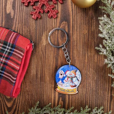 Christmas Themed Custom Shape Double Sided Printed Epoxy Keychain - 16