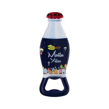 Christmas Themed Customised Uv Printed Coca Cola Bottle Shape Plastic Base Bottle Opener 42x120 mm