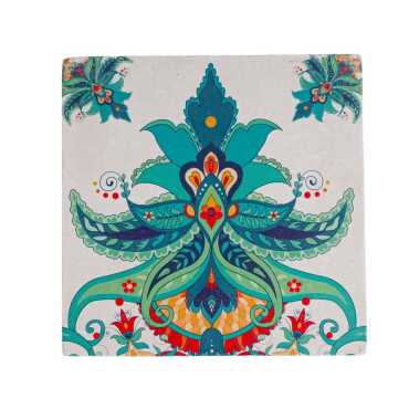 Yılbaşı Temalı Taş Bardak Altlığı 100x100 mm - 3
