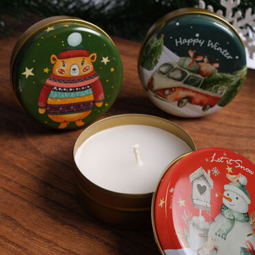 Christmas Themed Triple Christmas Candle Set - 2