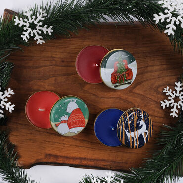 Christmas Themed Triple Christmas Candle Set - 3