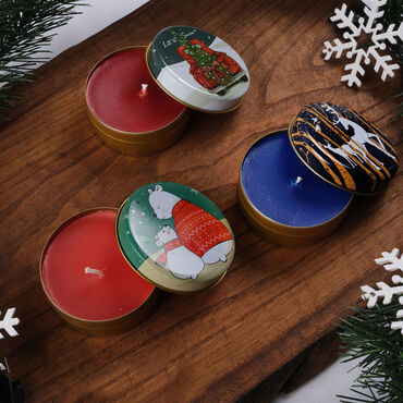 Christmas Themed Triple Christmas Candle Set - 4