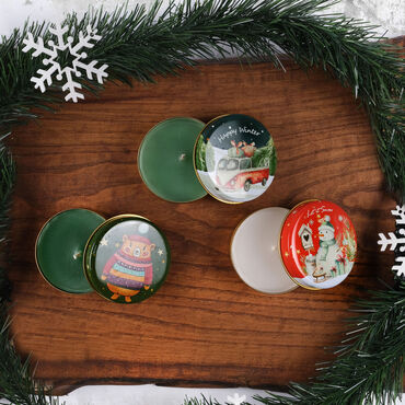 Christmas Themed Triple Christmas Candle Set - 6