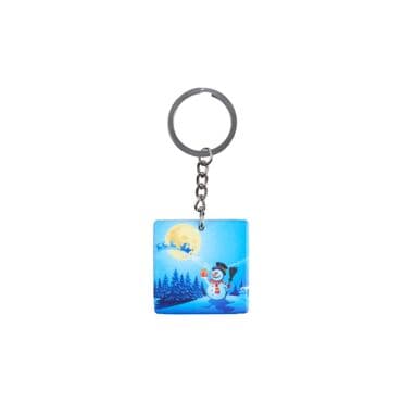 Christmas Themed Customised Uv Printed Plastic Base Round Keyring 40x108 mm