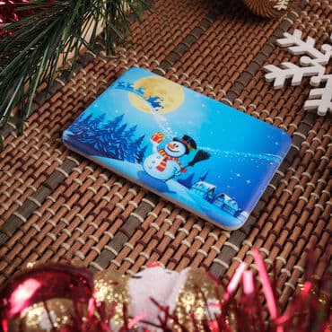Christmas Themed Customised UV Printed Plastic Base Rectangle Fridge Magnet 80x50 mm