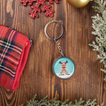 Christmas Themed Metal Round Keychain 40x100 mm - 3