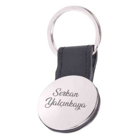 Yuvarlak Metal Derili Anahtarlık