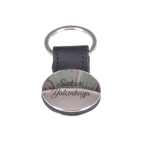 Yuvarlak Metal Derili Anahtarlık