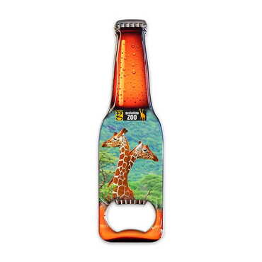 Zoo Themed Beer Bottle Shaped Metal Magnetic Bottle Opener 130x39 mm - Thumbnail