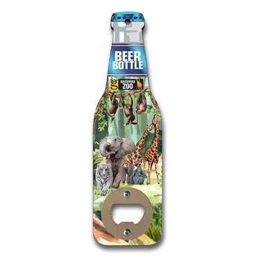 Zoo Themed Beer Bottle Shaped Printed MDF Wooden Bottle Opener 200x59 mm - Myros