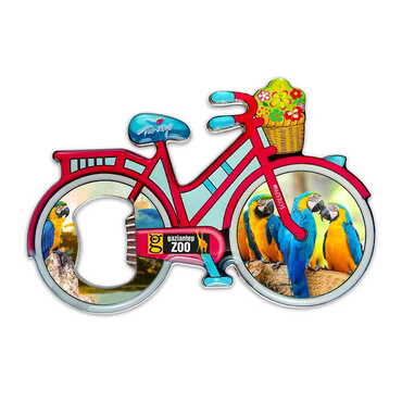 Zoo Themed Bicycle Shaped Metal Magnetic Bottle Opener 100x65 mm - Thumbnail