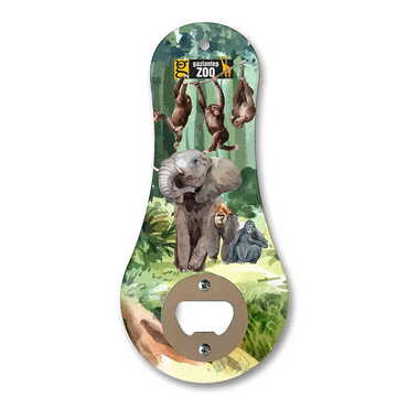 Myros - Zoo Themed Classic Shaped Printed MDF Wooden Bottle Opener 170x79 mm