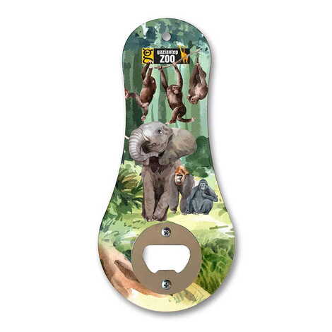 Zoo Themed Classic Shaped Printed MDF Wooden Bottle Opener 170x79 mm - 1