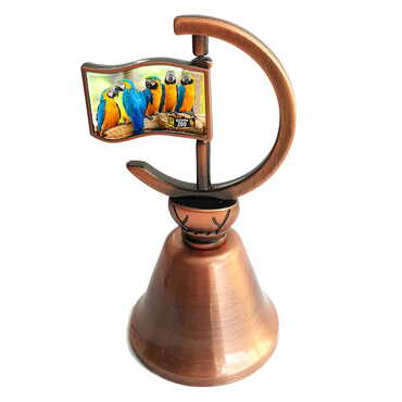 Myros - Zoo Themed Collectible Souvenir Double Face Metal Spinner Flag Bell - Bronze Color