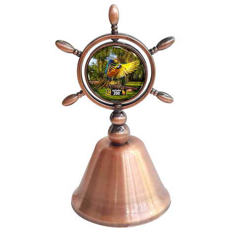 Zoo Themed Collectible Souvenir Double Face Metal Spinner Rudder Bell - Bronze Color - 1