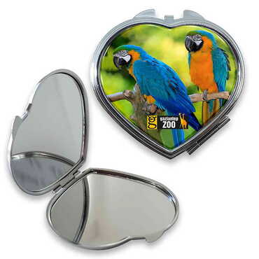 Zoo Themed Customised Metal Epoxy Travel Make Up Compact Heart Shaped Mirror 70x65x8 mm - Myros