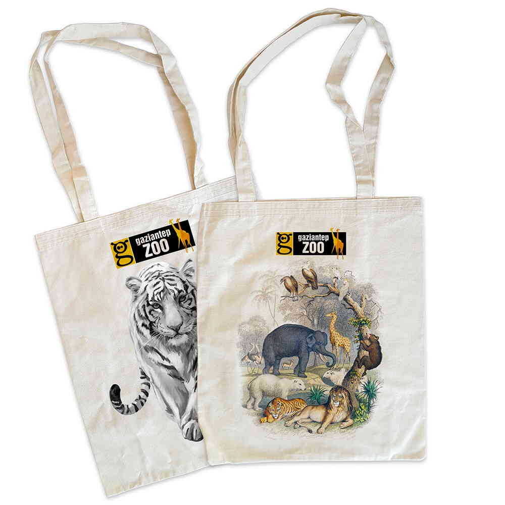 Buy Zoo Themed Customised One Colour Shopping Cotton Bag 450x350 mm Myros