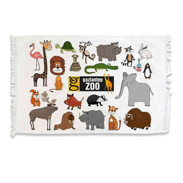 Myros - Zoo Themed Customised Serigraphy Printed Hand Towel 600x400 mm