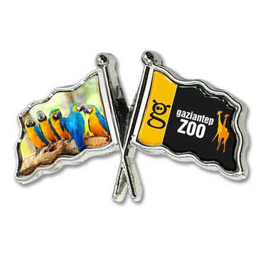 Zoo Themed Customised Souvenir Metal Double Flag Pin - Thumbnail