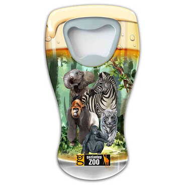 Myros - Zoo Themed Customised UV Printed Beer Glass Shape Plastic Base Bottle Opener 52x97 mm