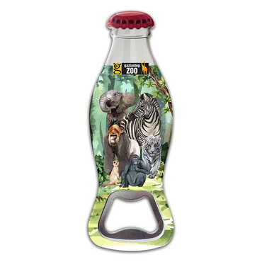 Zoo Themed Customised Uv Printed Coca Cola Bottle Shape Plastic Base Bottle Opener 42x120 mm - Thumbnail