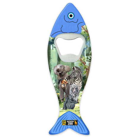 Zoo Themed Customised UV Printed Fish Shape Printed Plastic Base Bottle Opener 42x130 mm - 1