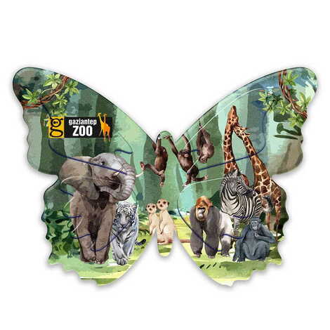 Zoo Themed Customised UV Printed Plastic Base Butterfly Shaped Fridge Magnet 80x58 mm - 1