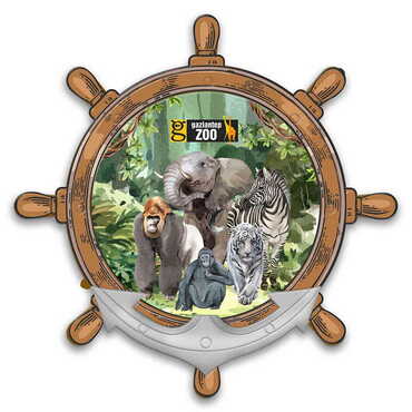 Zoo Themed Customised UV Printed Plastic Base Marin Rudder Shaped Fridge Magnet 82x82 mm - Thumbnail