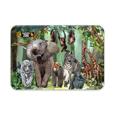 Myros - Zoo Themed Customised UV Printed Plastic Base Rectangle Fridge Magnet 80x50 mm