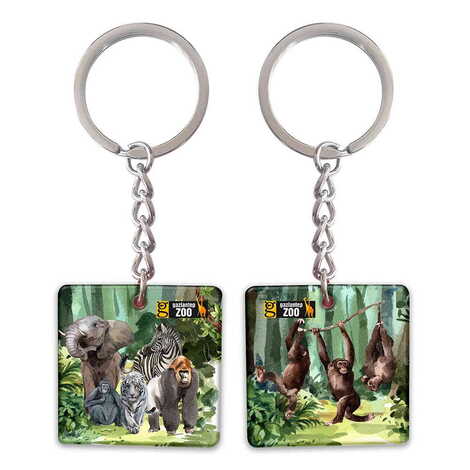 Zoo Themed Customised Uv Printed Plastic Base Round Keyring 40x108 mm - 1