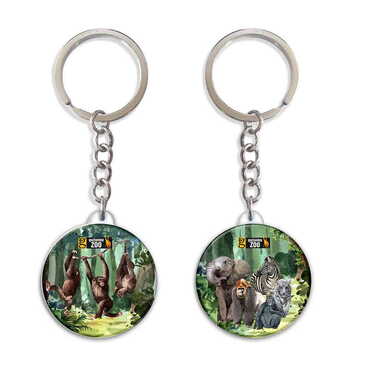 Myros - Zoo Themed Customised UV Printed Plastic Base Square Keyring 38x100 mm