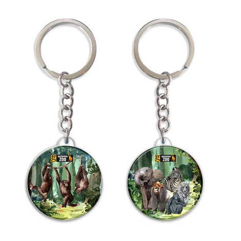 Zoo Themed Customised UV Printed Plastic Base Square Keyring 38x100 mm - 1