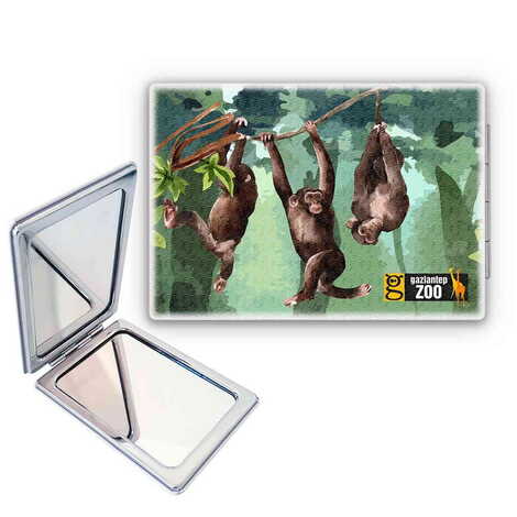 Zoo Themed Customised Uv Printed Rectangle Compact Mirror 85x62x11 mm - 1
