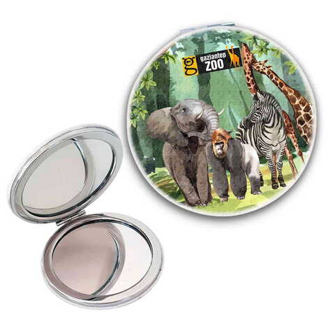 Zoo Themed Customised Uv Printed Round Compact Mirror 72x11 mm - 1