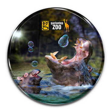 Myros - Zoo Themed Epoxy Dome Round Souvenir Fridge Magnet 67 mm