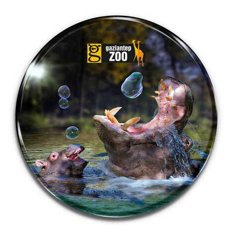 Zoo Themed Epoxy Dome Round Souvenir Fridge Magnet 67 mm - 1