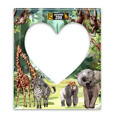 Myros - Zoo Themed Epoxy Dome Souvenir Magnetic Heart Shaped Photo Frame 95x110 mm