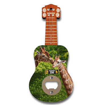 Myros - Zoo Themed Guitar Shaped Printed MDF Wooden Bottle Opener 200x89 mm