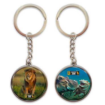 Myros - Zoo Themed Metal Double Face Round Keychain 40x95 mm