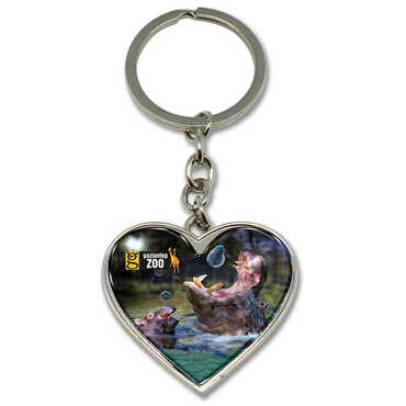 Myros - Zoo Themed Metal Heart Keychain 40x90 mm