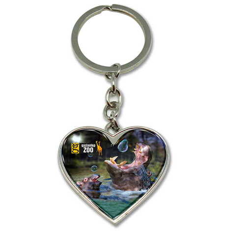Zoo Themed Metal Heart Keychain 40x90 mm - 1